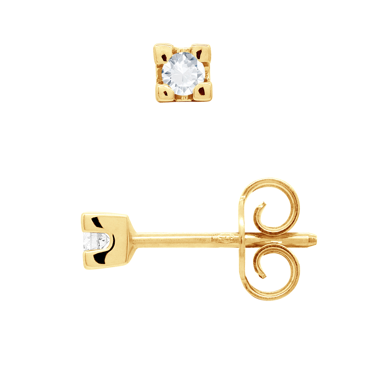 Diadema Womens - Earrings Diamonds - Yellow Gold - White - One Size