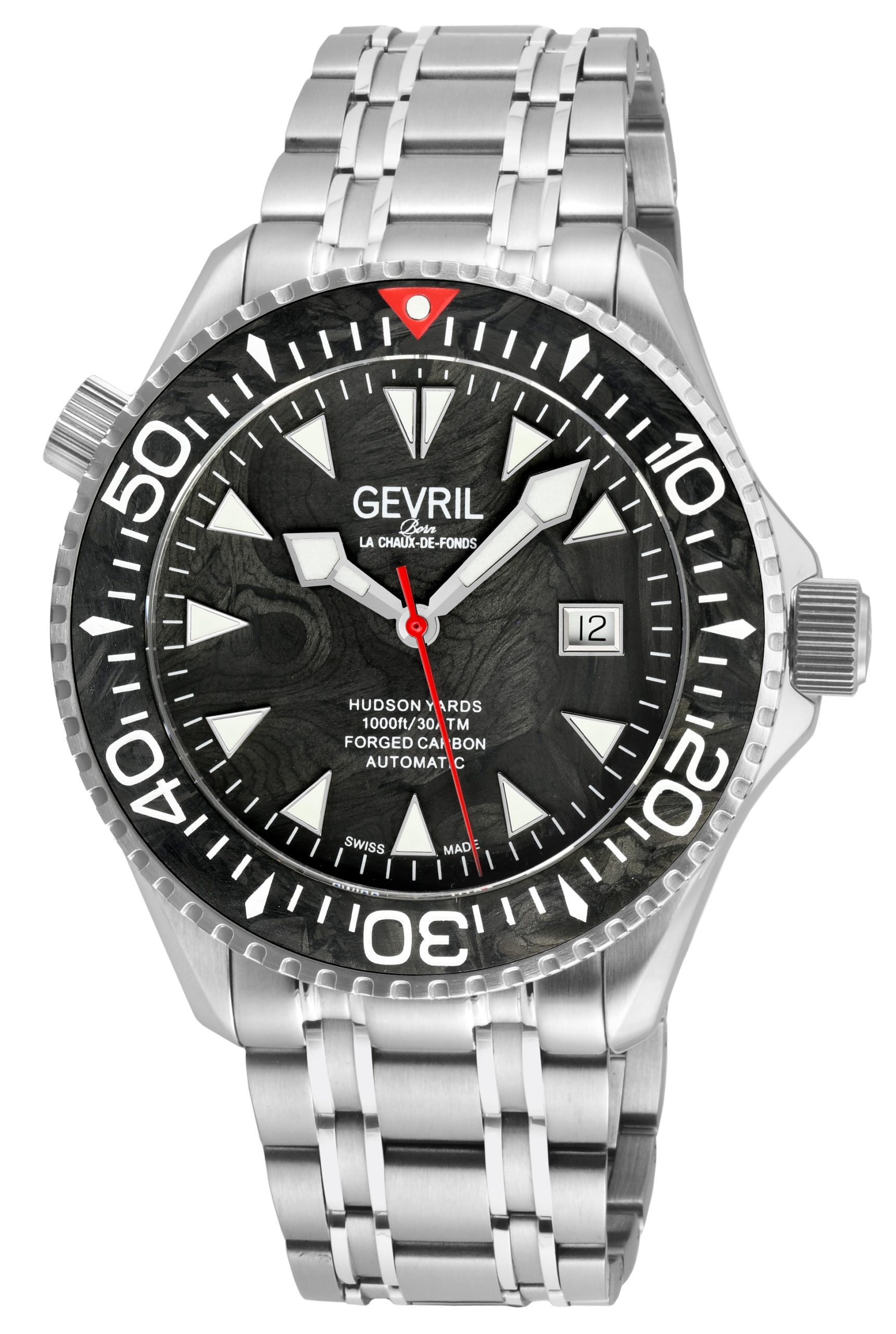 Gevril Mens Hudson Yards Swiss Automatic Dark Grey Watch - Silver - One Size