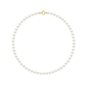 Diadema Womens – Necklace – Princess – Real Freshwater Pearls – Yellow Gold – White – One Size
