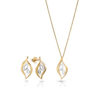Orphelia ‘Charlotte’ WoMens 925 Sterling Silver Set: Chain-Pendant + Earrings – Silver/Gold SET-7523/G – Silver & Gold – One Size
