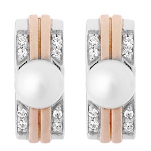 Orphelia ‘Lea’ WoMens 925 Sterling Silver Stud Earrings – Silver/Rose ZO-7284 – Silver & Rose Gold – One Size