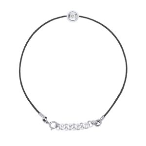 Diadema Womens – Bracelet – Black Nylon – Real Diamond – White – One Size