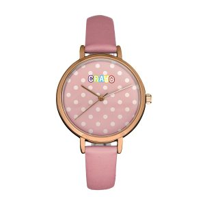 Crayo Unisex Dot Strap Watch – Pink Stainless Steel – One Size