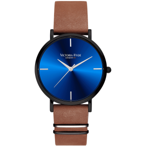 Victoria Hyde London Mens Watch Richmond Simple Leather, brown blue Stainless Steel – One Size