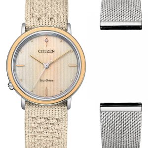Citizen L Ambiluna Collection WoMens Beige Watch EM1006-40A Fabric – One Size