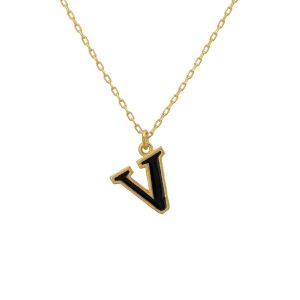Latelita Womens Preliminary Tooth Necklace Gold V – Black Sterling Silver – One Dimension