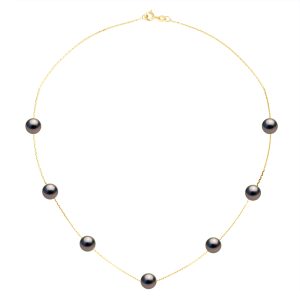 Ateliers Saint Germain Womens Necklace Real 7 Cultured Tahiti Pearls PASSING THROUGH Round 7-8 mm – Yellow Gold – One Size