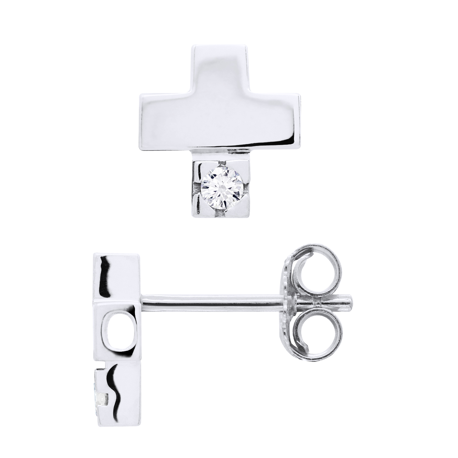 Diadema Womens - Earrings Diamonds and Silver - White - One Size