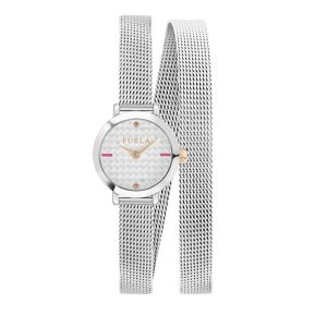 Furla Womens R4253107502 Vittoria 21mm 2H with Silver Dial Mesh – One Size