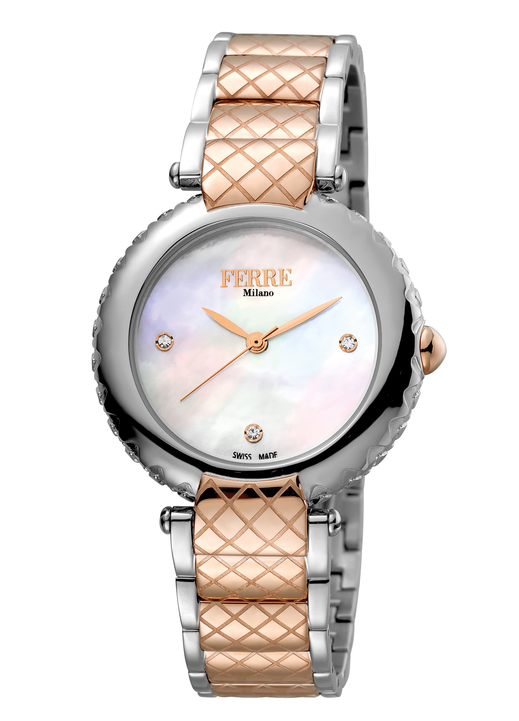Ferre Milano FM1L099M0091 WoMens Black Dial Stainless Steel Watch - Silver & Gold - One Size