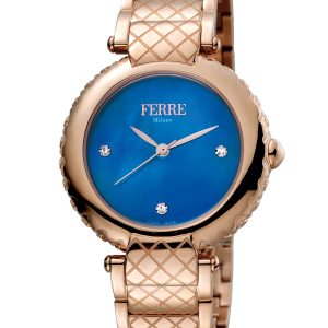 Ferre Milano FM1L099M0071 WoMens Silver, Inner White Mother of Pearl Dial Stainless Steel Watch – Rose Gold – One Size