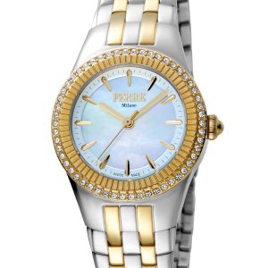 Ferre Milano FM1L089M0091 WoMens Light Blue Dial Stainless Steel Watch – Silver & Gold – One Size