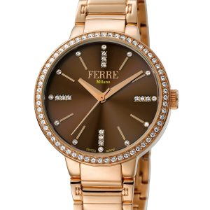 Ferre Milano FM1L084M0091 WoMens Dark Blue Mother of Pearl Dial Stainless Steel Watch – Rose Gold – One Size