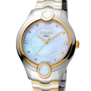 Ferre Milano FM1L083M0071 WoMens White Mother of Pearl Dial Stainless Steel Watch – Silver & Gold – One Size