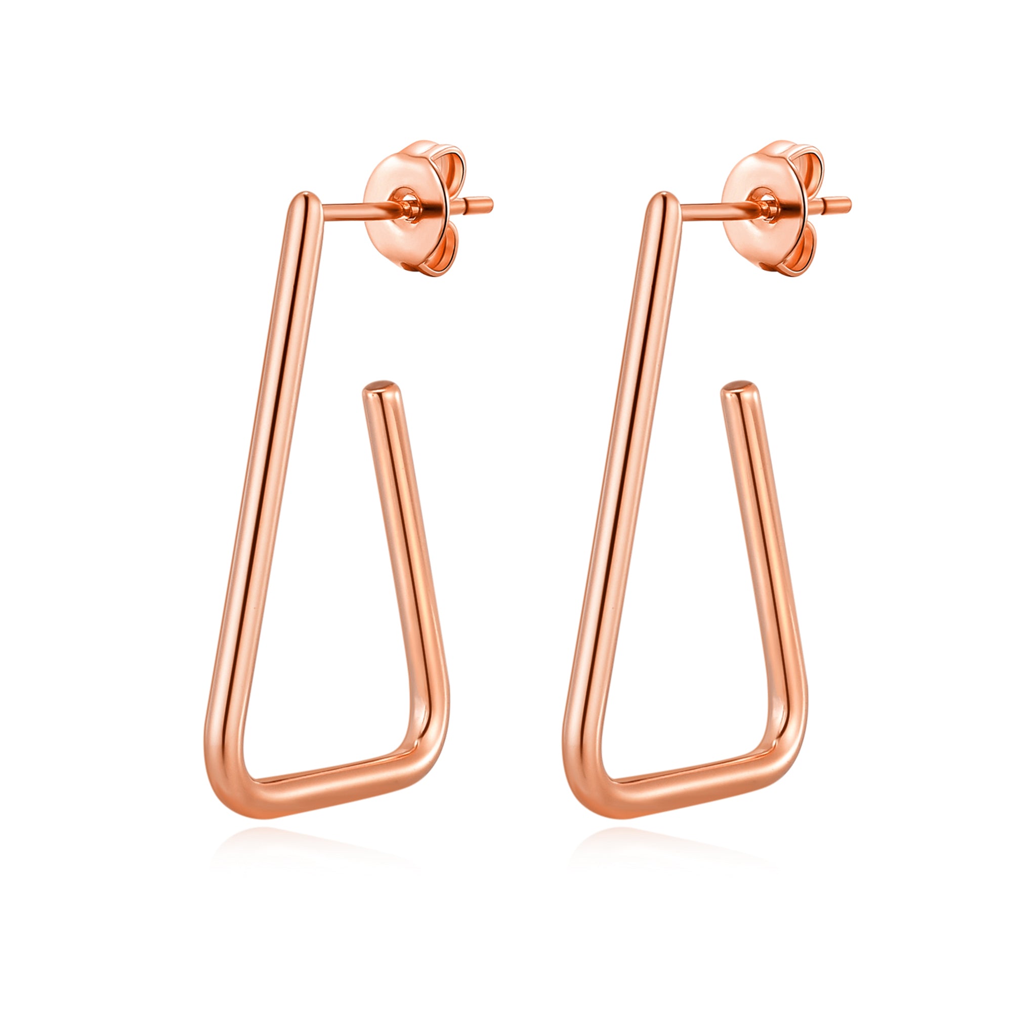 Rose Gold Plated Triangle Hoop Earrings