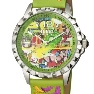 Rebel WoMens Dumbo Lime Green Dial Leather Watch – One Size