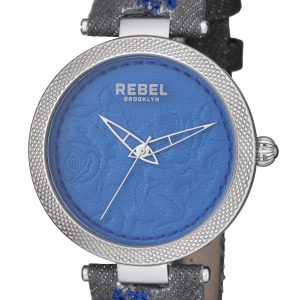 Rebel WoMens Carroll Gardens Navy Dial Cloth Watch – Grey – One Size