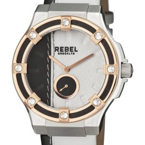 Rebel WoMens Flatbush White/Black Dial Leather Watch – One Size