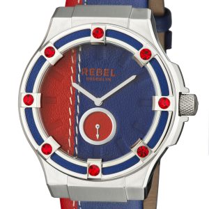 Rebel WoMens Flatbush Navy/Red Dial Leather Watch – One Size