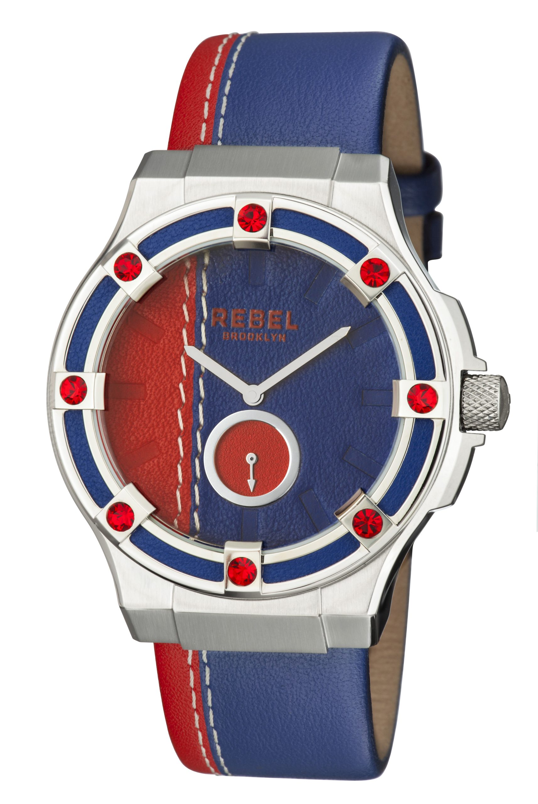 Rebel WoMens Flatbush Navy/Red Dial Leather Watch - One Size
