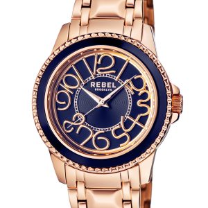 Rebel Mens Unisex Williamsburg Blue Dial Stainless Steel Watch – Rose – One Size