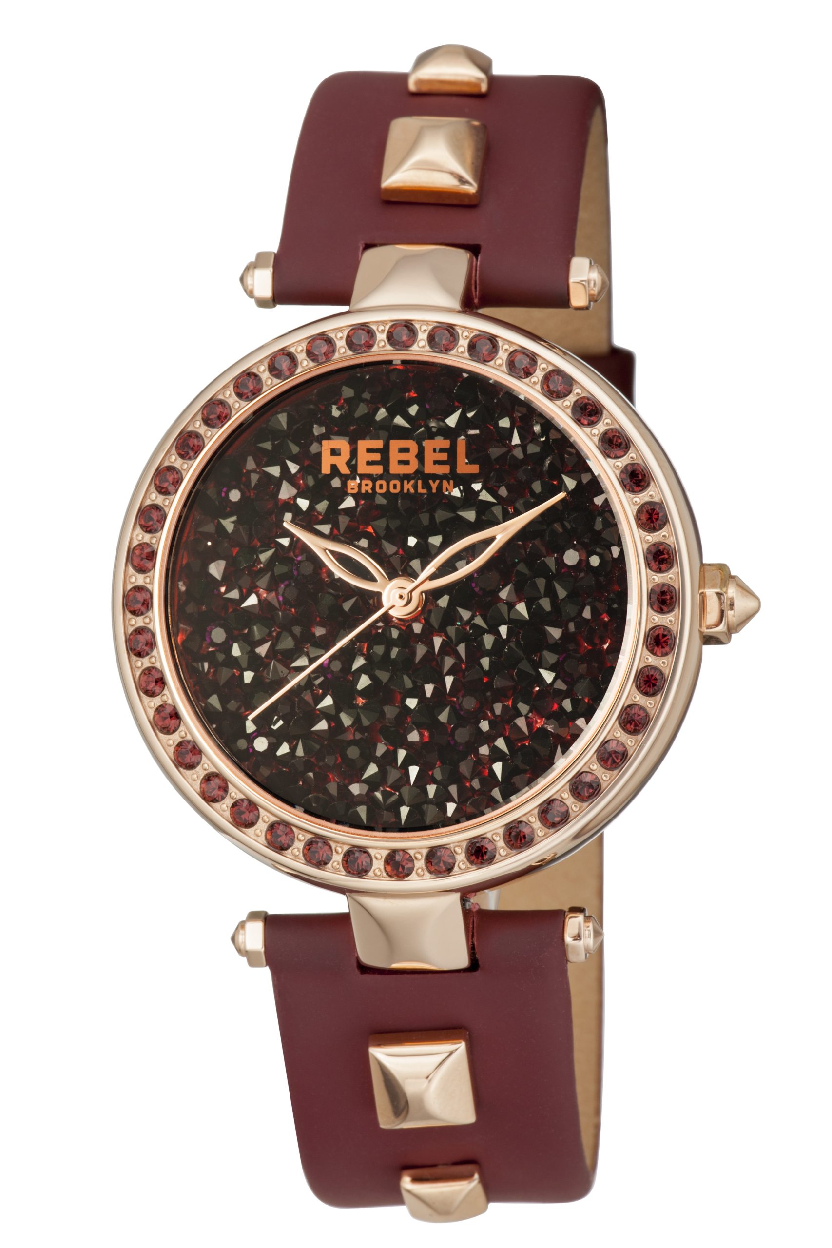 Rebel WoMens Rockaway Parkway Burgundy/Black Dial Leather Watch - One Size