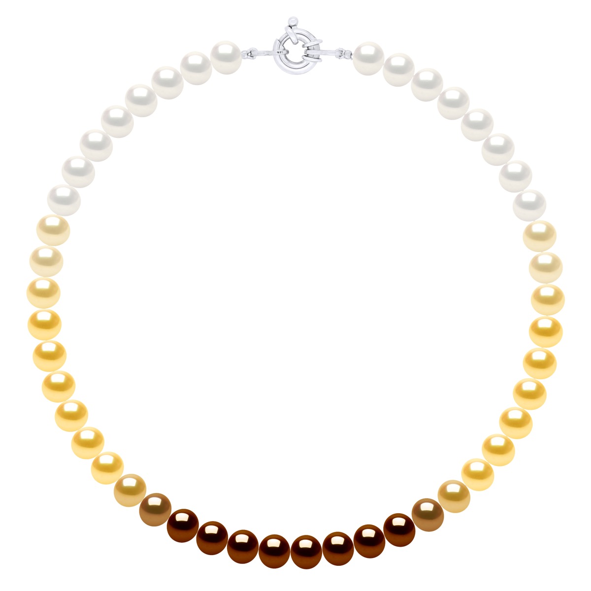 Ateliers Saint Germain Womens Necklace of Real Cultured Freshwater Pearls and Round 8-9 mm - Multicolour Silver - One Size