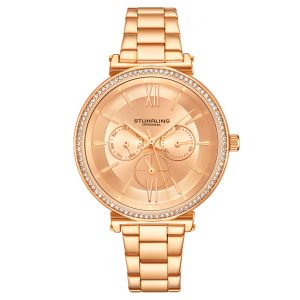 Stührling Womens Rose Gold Aria Quartz 40mm – One Size
