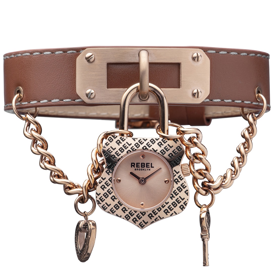 Rebel WoMens Seagate Rose Dial Leather Watch - Tan - One Size