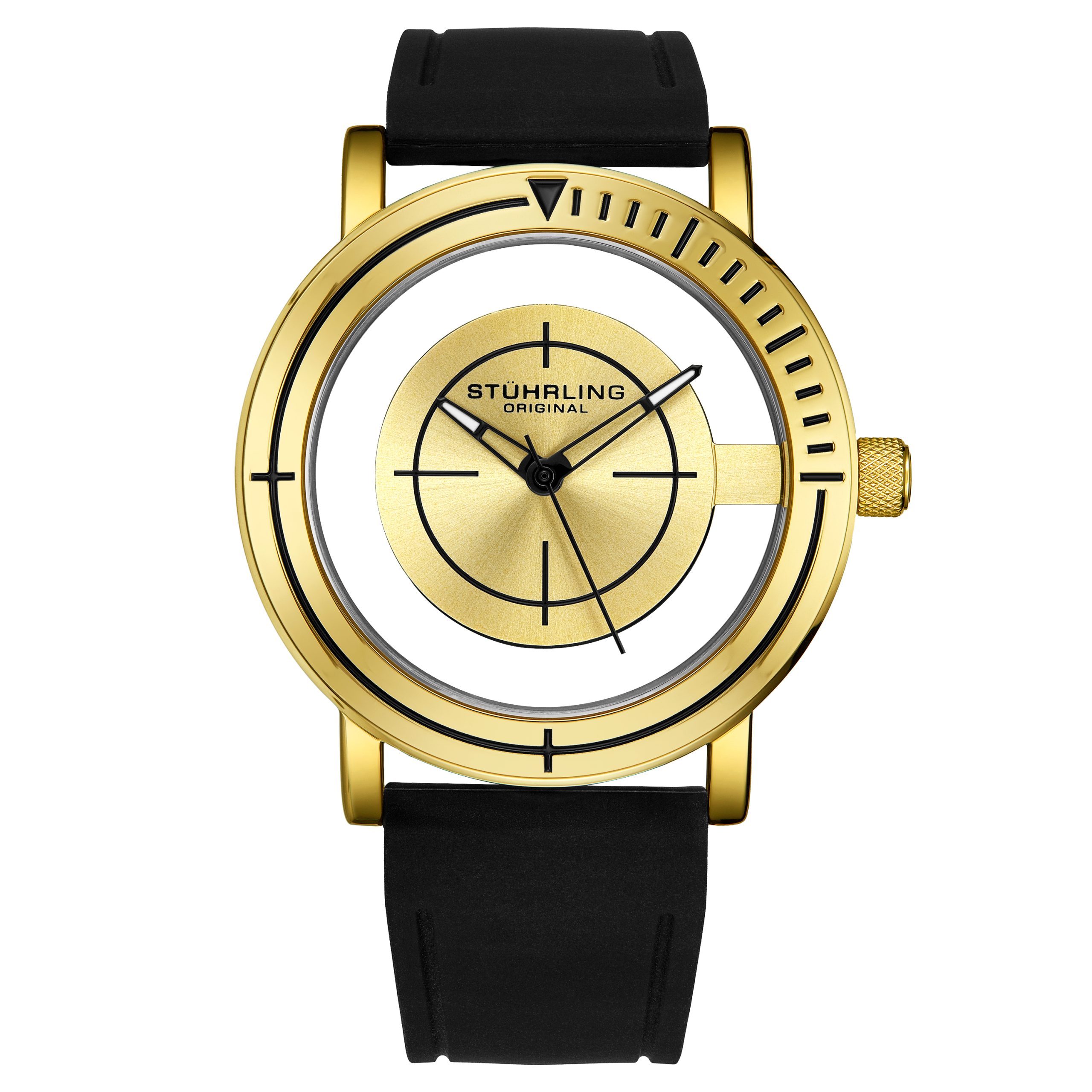 Stührling Mens Gold And Black Aviator Quartz 42mm by STÜHRLING - One Size
