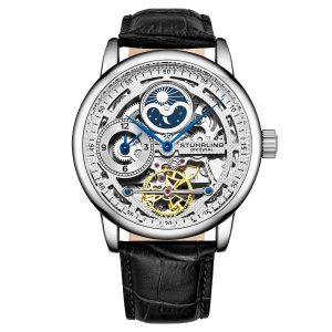 Stührling Mens Silver and Black Automatic 42mm – One Size