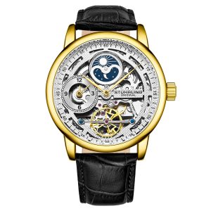 Stührling Mens Gold and Black Automatic 42mm – One Size