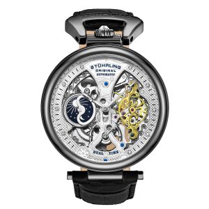 Stührling Mens Black Emperor’s Grand DT Automatic 46mm Skeleton – One Size
