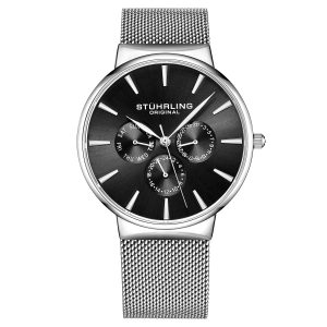 Stührling Mens Black and Silver Monaco Quartz 39mm – One Size