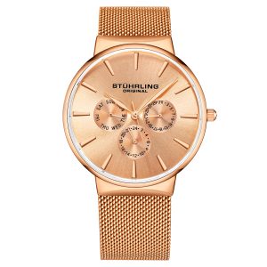 Stührling Mens Rose Gold Monaco Quartz 39mm – One Size