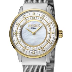 Ferre Milano Womens Ladies Silver Dial Mesh / GP Watch – Silver & Gold – One Size