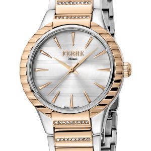 Ferre Milano Womens Ladies Silver Dial MB.Middle Links in RG. Watch – Silver & Gold – One Size