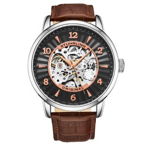 Stührling Mens Brown Automatic 48mm – Silver – One Size