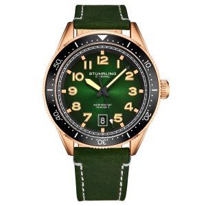 Stührling Mens Green and Black Quartz 42mm – Rose – One Size