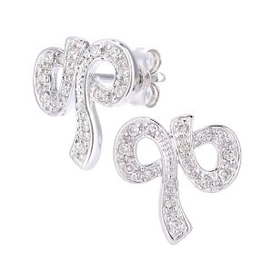 Diamant L’Eternel Womens 9ct White Gold Diamond Bow Earrings – One Size