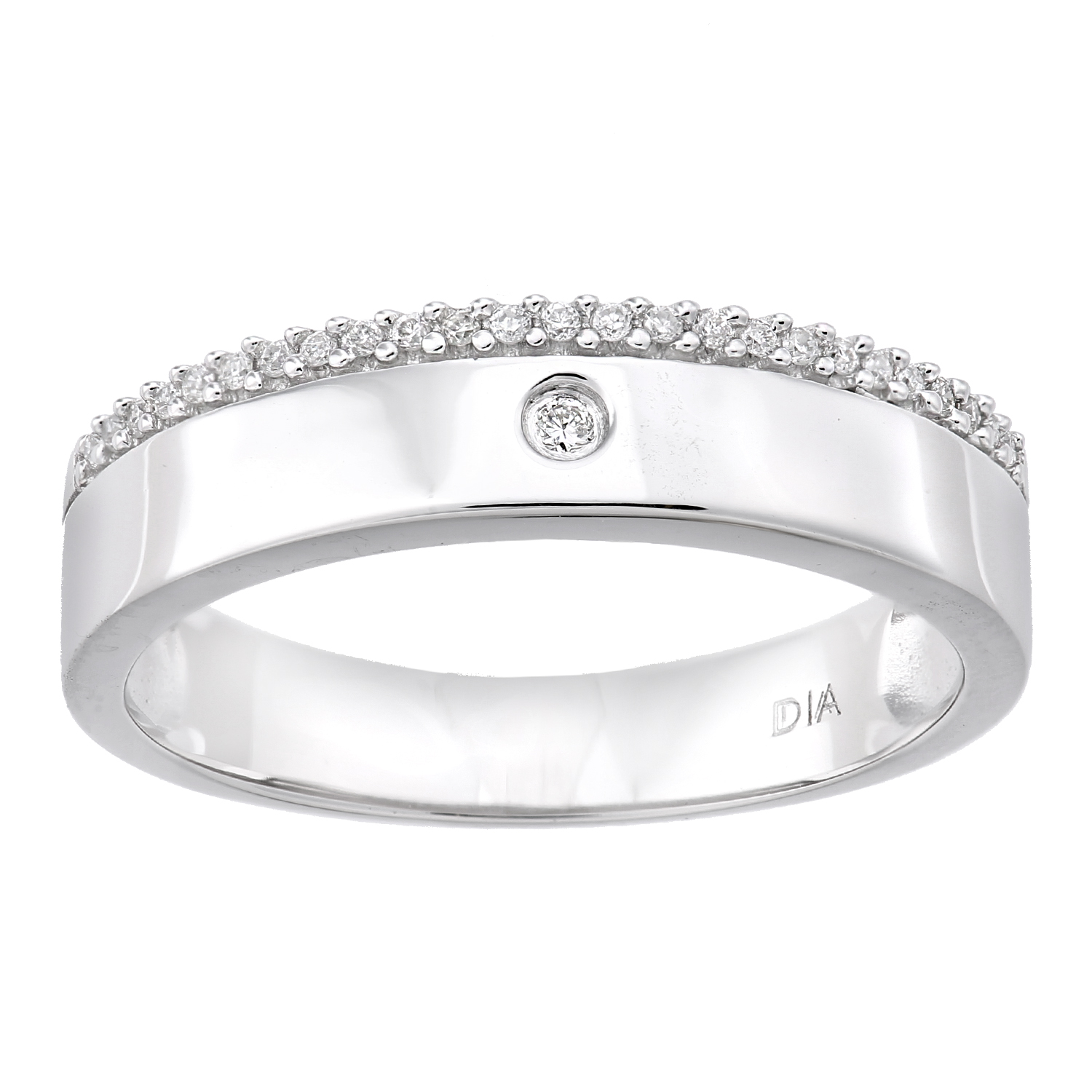 Diamant L'Eternel Womens 9ct White Gold with 0.05ct Diamond Eternity Ring - Size O