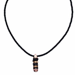 Police Unisex : “Cam” Black Leather Necklace – Silver – One Size