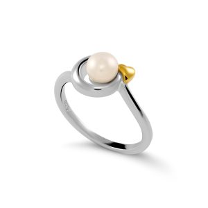 Orphelia ‘Mathilde’ WoMens 925 Sterling Silver Ring – Silver/Gold ZR-7510/G – Silver & Gold – Size O 1/2