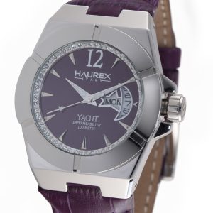 Haurex Italy Womens Purple Dial Leather Band Watch – One Size