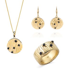 Orphelia ‘Babette’ WoMens 925 Sterling Silver Set: Necklace + Earrings + Ring – Gold SET-7504/G – Size N