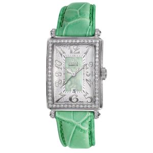 Gevril WoMens 7246NV Mini Quartz Avenue of Americas Green Diamond Watch Stainless Steel – One Size