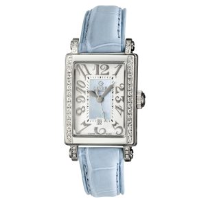 Gevril WoMens 8247NE Super Mini Quartz Blue Mother of Pearl Diamond Watch – One Size