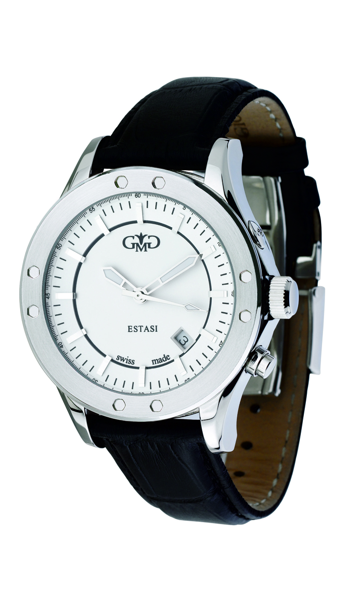 Gio Monaco : Mens Estasi White Watch - Black Leather - One Size