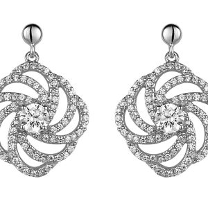 Orphelia Womens Ladies Embellished 925 Sterling Drop Earrings – Silver – One Size