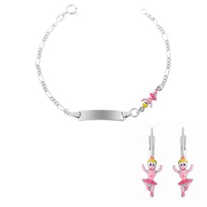 Orphelia Childrens Unisex ‘Oviva’ Child’s 925 Sterling Silver Set: Bracelet + Earrings – SET-7137/1 – One Size
